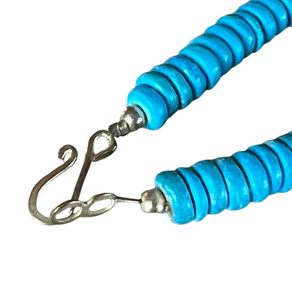 Beaded Wood Horn Multi-strand Turquoise Western Boho Style Necklace Artsy - Picture 4 of 6